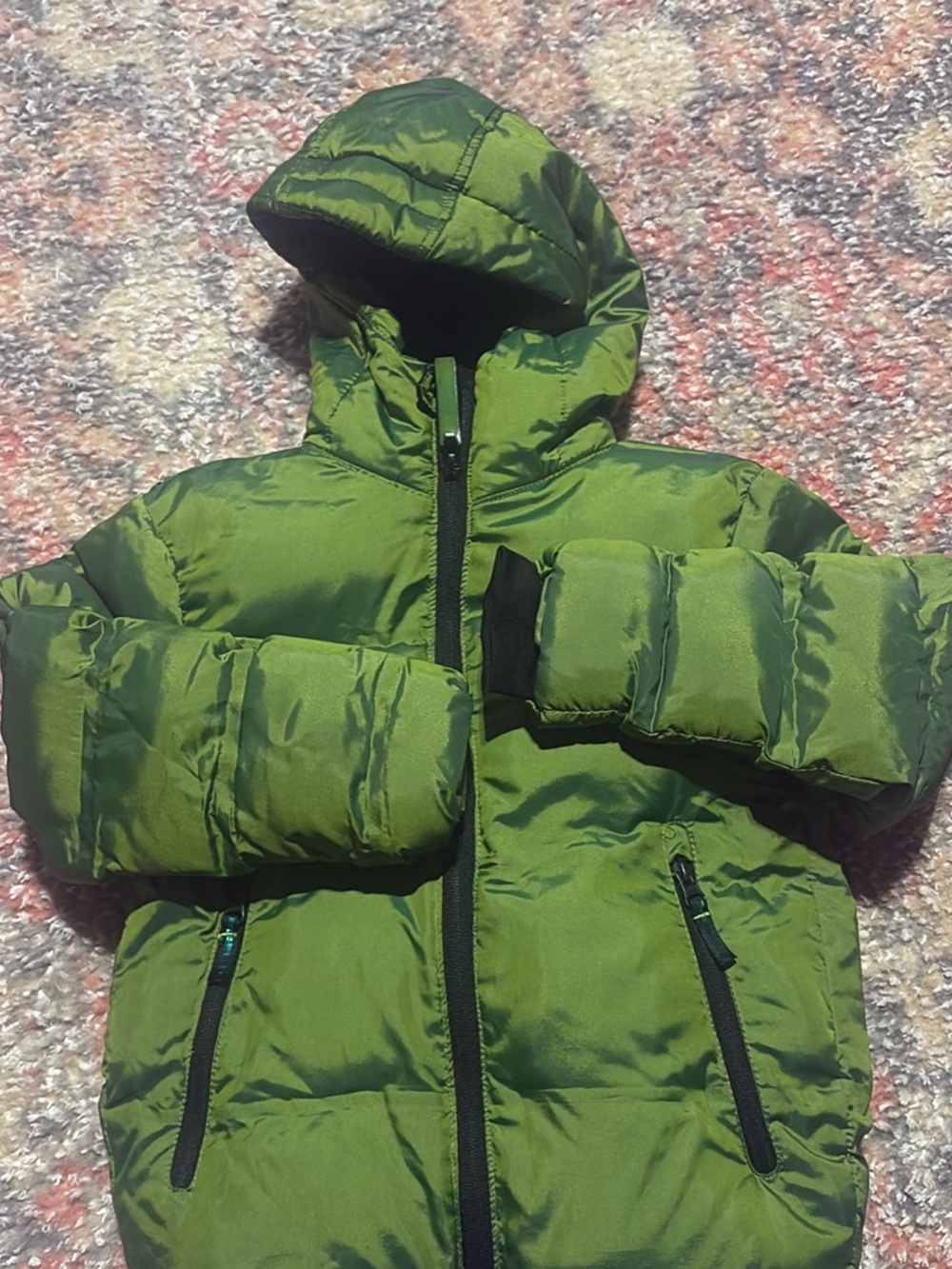 Champion Olive Green Kids Puffer Jacket with Hood